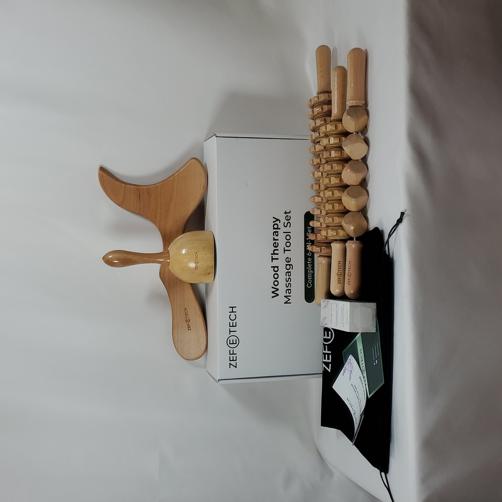 ZEFTECH 6-In-1 Wood Therapy Massage Tool Set W/ Massage Oil - Picture 2 of 11